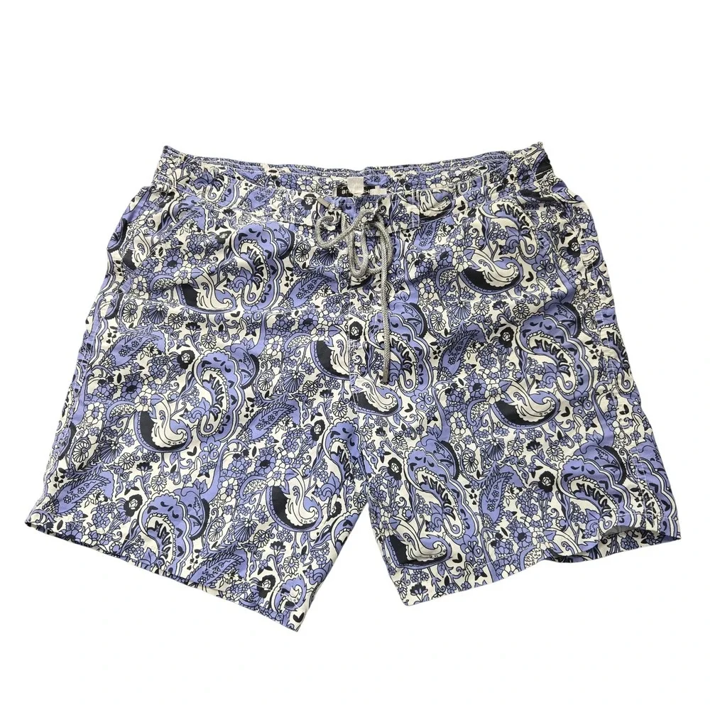 Bugatchi Uomo Swim‎ Shorts Mens Large Paisley Floral Drawstring Mesh Pockets